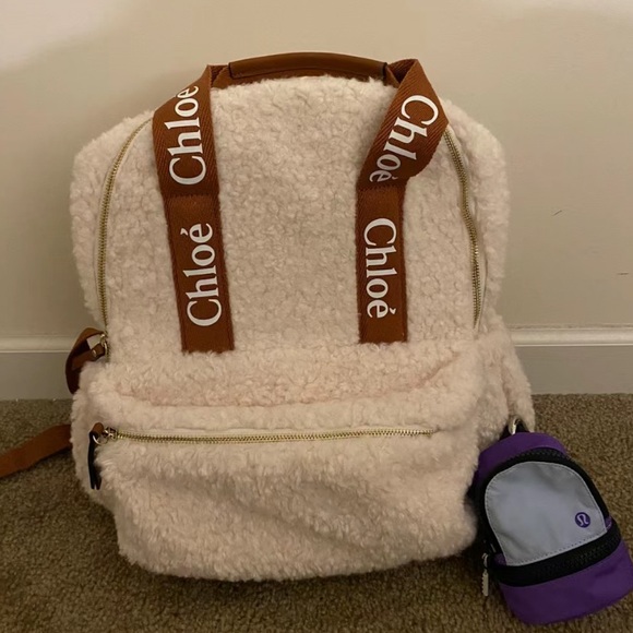 Chloe Handbags - Chloé logo fleece backpack